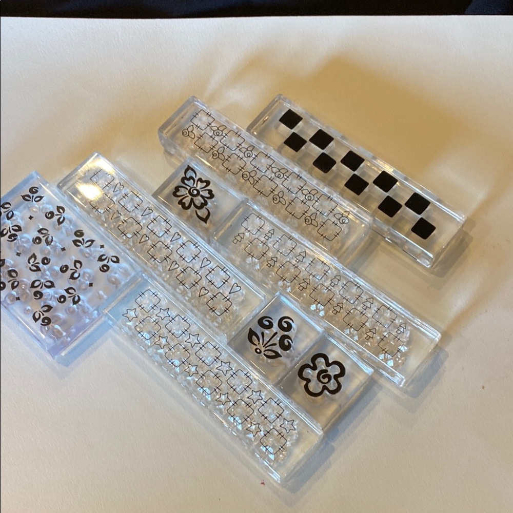 9 Clear Acrylic Stamp Set with Black Patterns